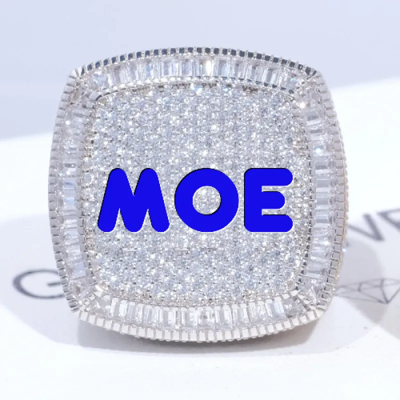 CUSTOM LETTER 3D ICED RING made by The GUU Shop