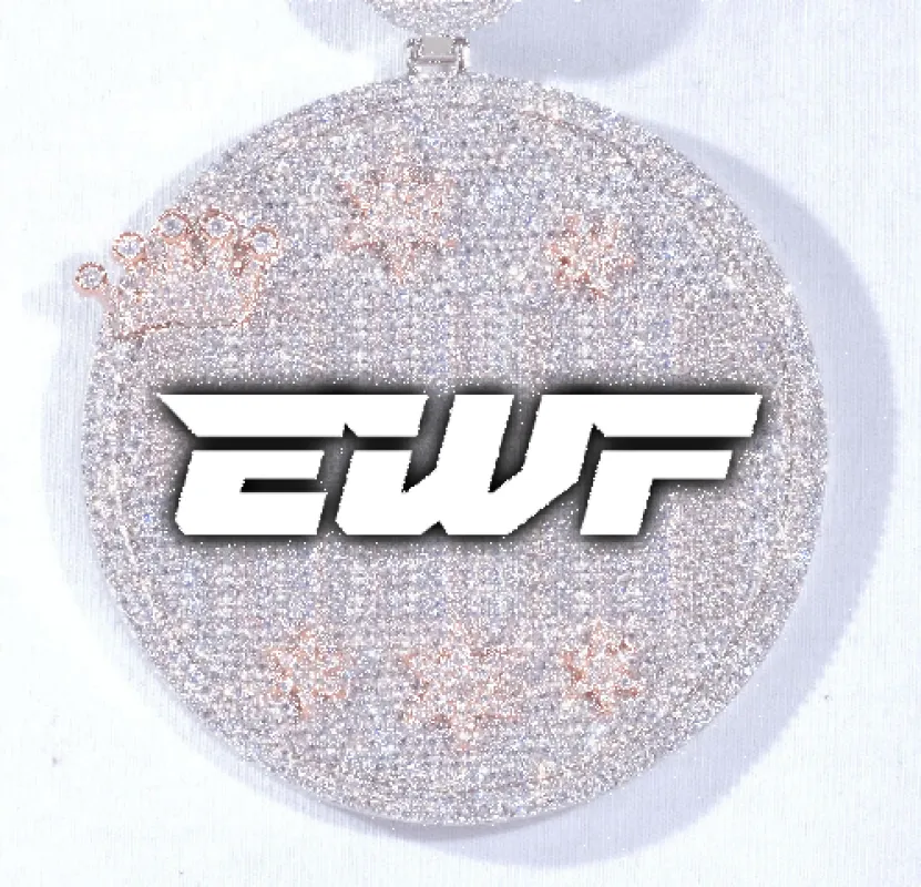 CUSTOM LETTER NECKLACE 3D BIG CROWN DISC made by The GUU Shop