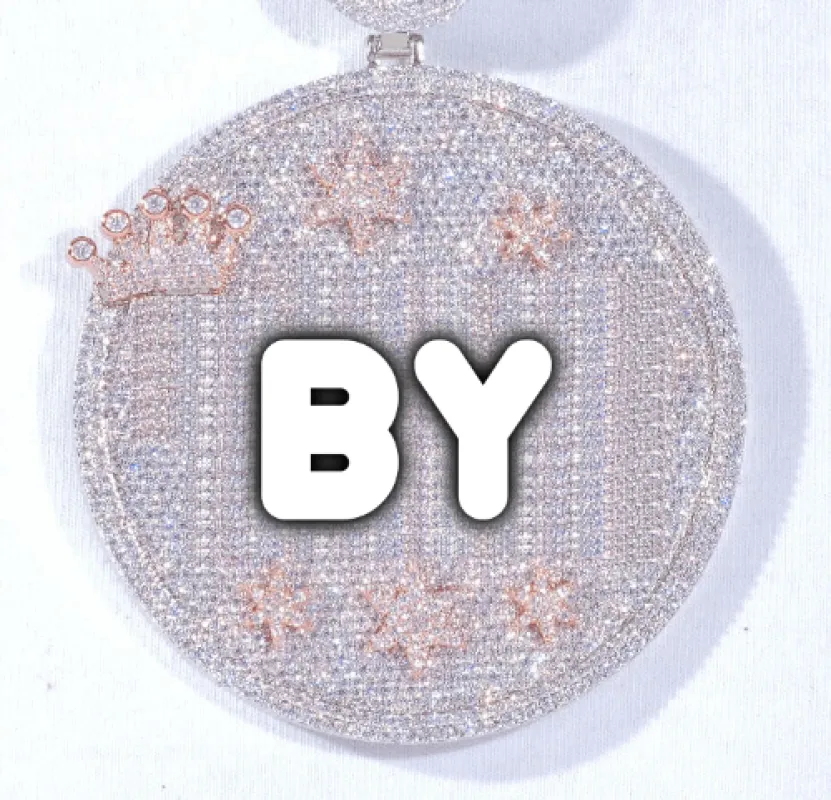 CUSTOM LETTER NECKLACE 3D BIG CROWN DISC made by The GUU Shop