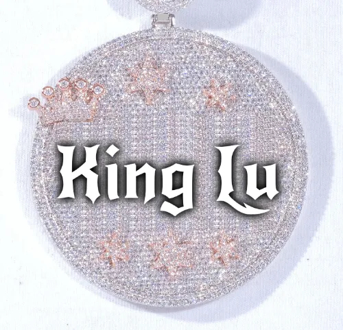 CUSTOM LETTER NECKLACE 3D BIG CROWN DISC sold by The GUU Shop