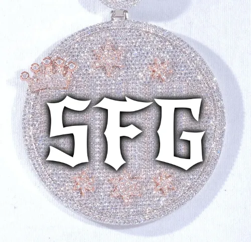 CUSTOM LETTER NECKLACE 3D BIG CROWN DISC sold by The GUU Shop