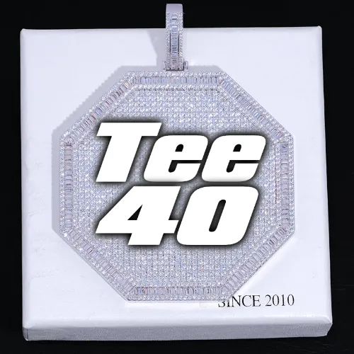 CUSTOM LETTER NECKLACE 3D BIG OCTAGON sold by The GUU Shop