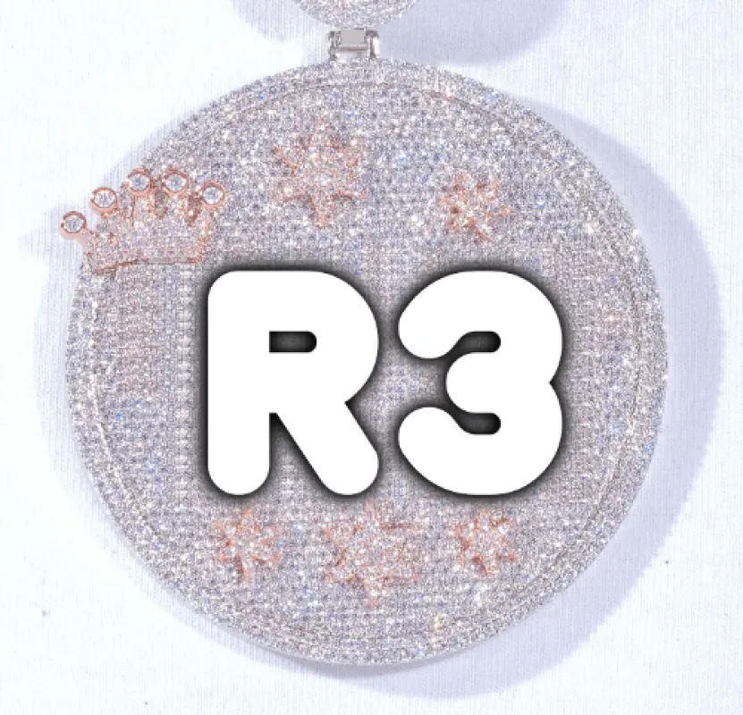 CUSTOM LETTER NECKLACE 3D BIG CROWN DISC made by The GUU Shop