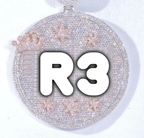 CUSTOM LETTER NECKLACE 3D BIG CROWN DISC sold by The GUU Shop