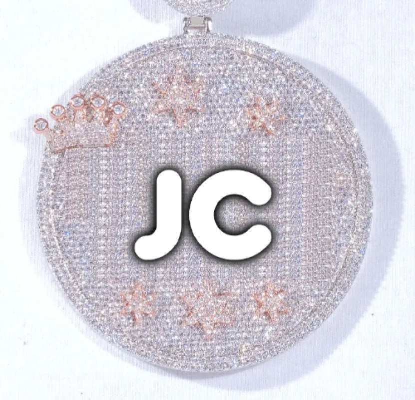 CUSTOM LETTER NECKLACE 3D BIG CROWN DISC made by The GUU Shop
