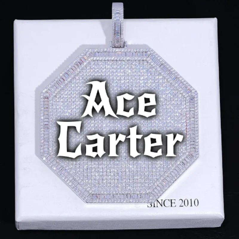 CUSTOM LETTER NECKLACE 3D BIG OCTAGON made by The GUU Shop