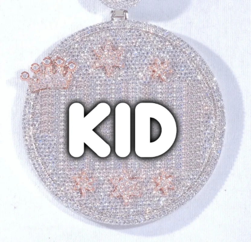 CUSTOM LETTER NECKLACE 3D BIG CROWN DISC made by The GUU Shop