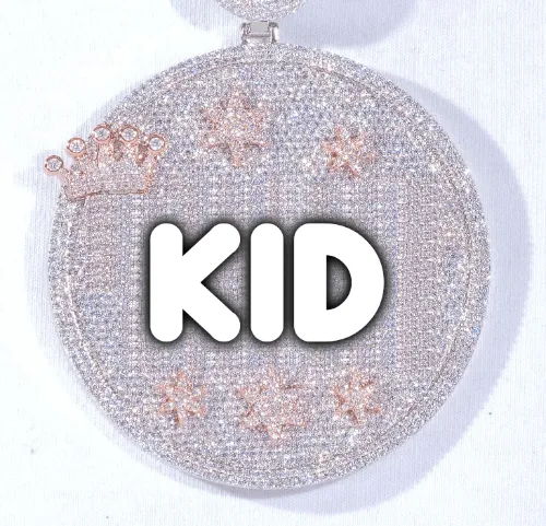 CUSTOM LETTER NECKLACE 3D BIG CROWN DISC sold by The GUU Shop