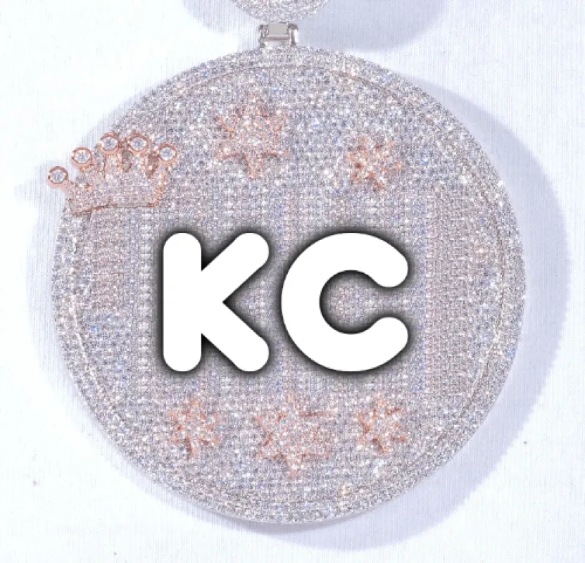 CUSTOM LETTER NECKLACE 3D BIG CROWN DISC made by The GUU Shop