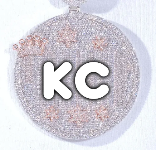 CUSTOM LETTER NECKLACE 3D BIG CROWN DISC sold by The GUU Shop