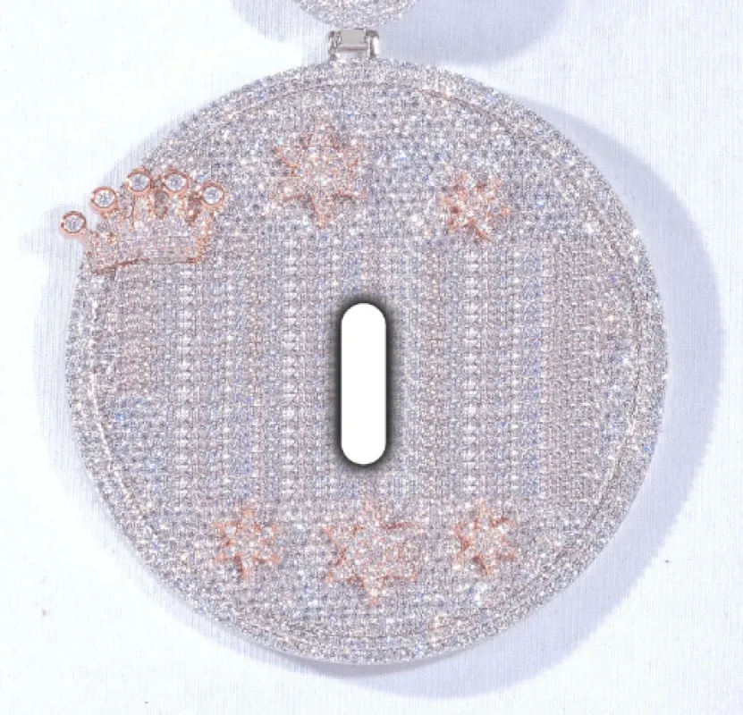 CUSTOM LETTER NECKLACE 3D BIG CROWN DISC made by The GUU Shop