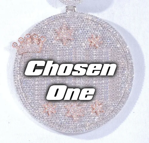 CUSTOM LETTER NECKLACE 3D BIG CROWN DISC sold by The GUU Shop