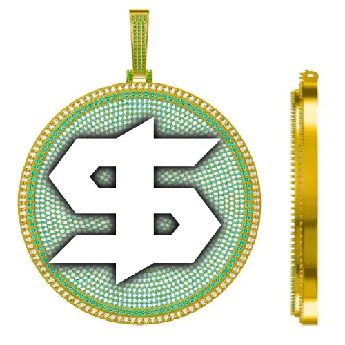 CUSTOM LETTER NECKLACE 3D BIG DISC sold by The GUU Shop