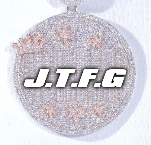 CUSTOM LETTER NECKLACE 3D BIG CROWN DISC sold by The GUU Shop