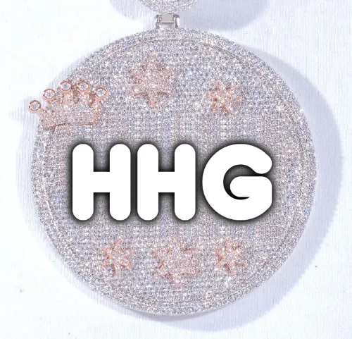 CUSTOM LETTER NECKLACE 3D BIG CROWN DISC sold by The GUU Shop