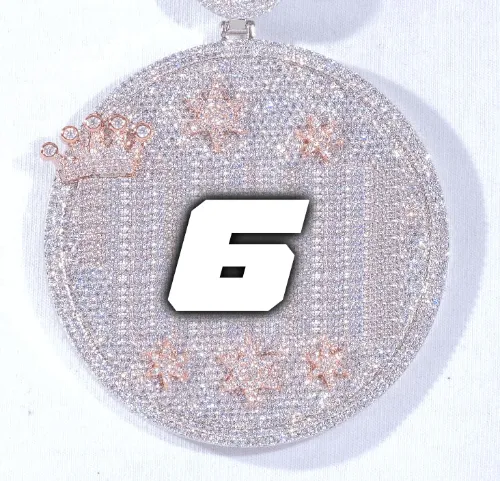 CUSTOM LETTER NECKLACE 3D BIG CROWN DISC sold by The GUU Shop