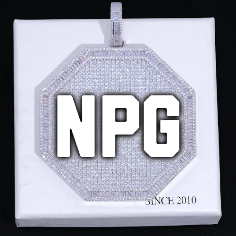 CUSTOM LETTER NECKLACE 3D BIG OCTAGON made by The GUU Shop