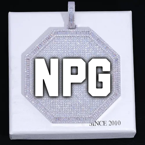 CUSTOM LETTER NECKLACE 3D BIG OCTAGON sold by The GUU Shop