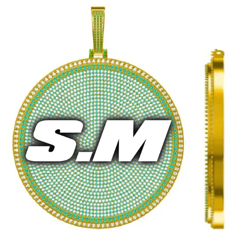 CUSTOM LETTER NECKLACE 3D BIG DISC sold by The GUU Shop