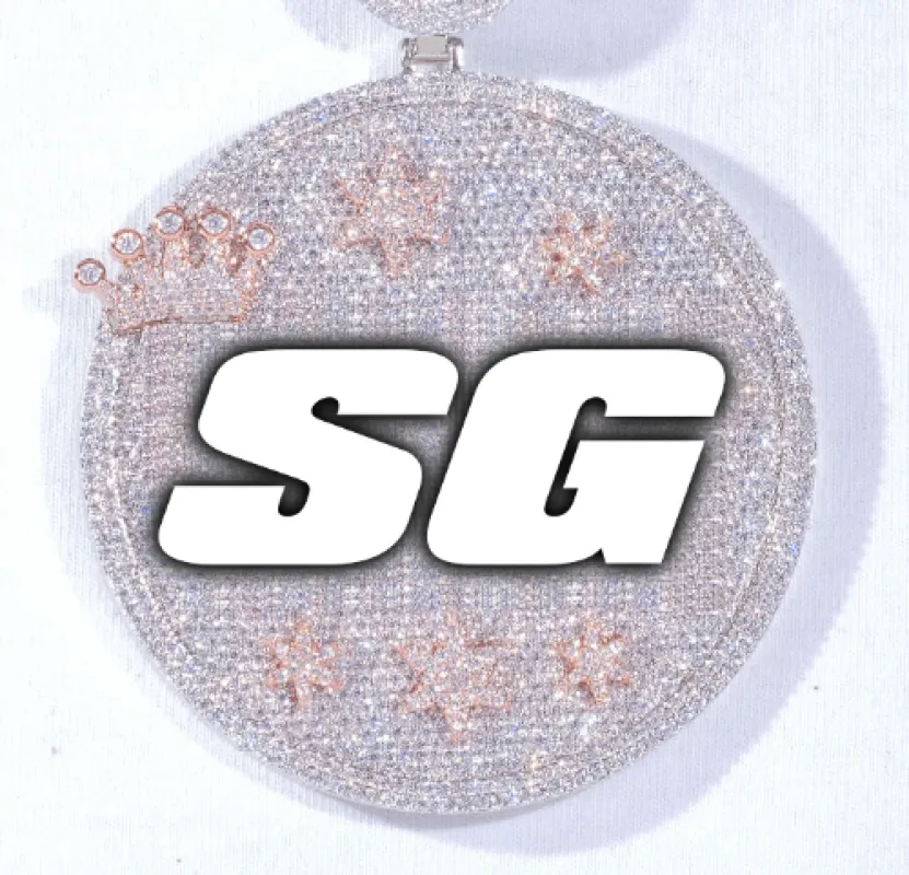 CUSTOM LETTER NECKLACE 3D BIG CROWN DISC made by The GUU Shop