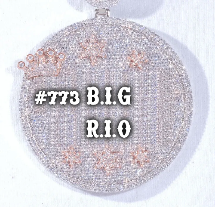 CUSTOM LETTER NECKLACE 3D BIG CROWN DISC made by The GUU Shop