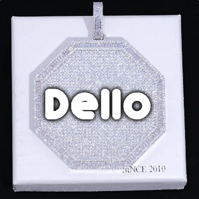 CUSTOM LETTER NECKLACE 3D BIG OCTAGON made by The GUU Shop