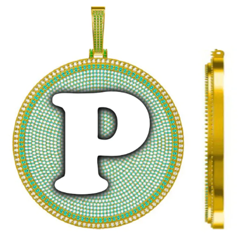 CUSTOM LETTER NECKLACE 3D BIG DISC made by The GUU Shop