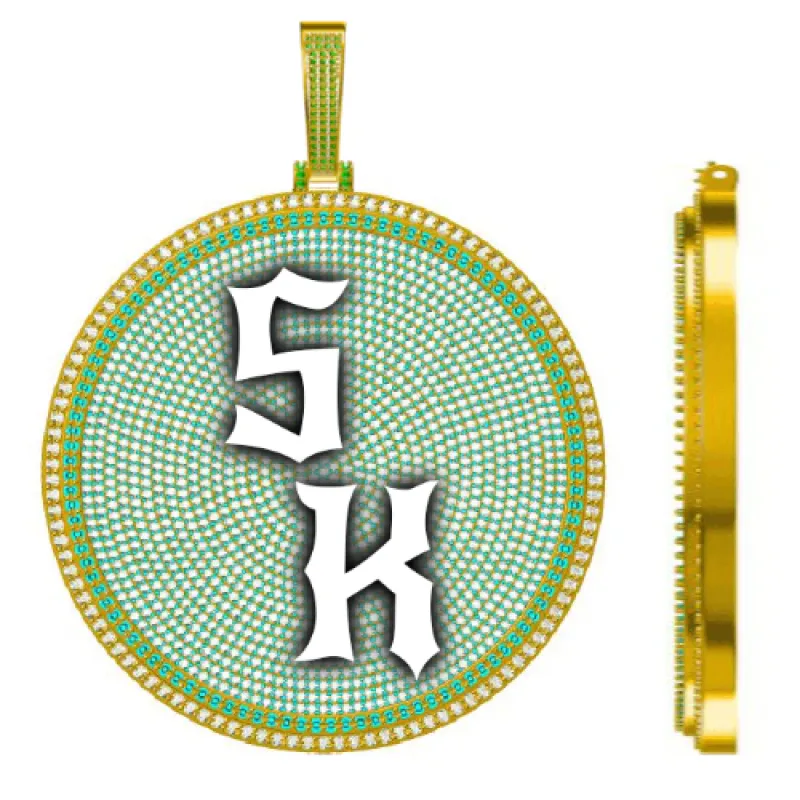 CUSTOM LETTER NECKLACE 3D BIG DISC made by The GUU Shop