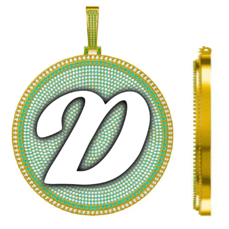 CUSTOM LETTER NECKLACE 3D BIG DISC made by The GUU Shop