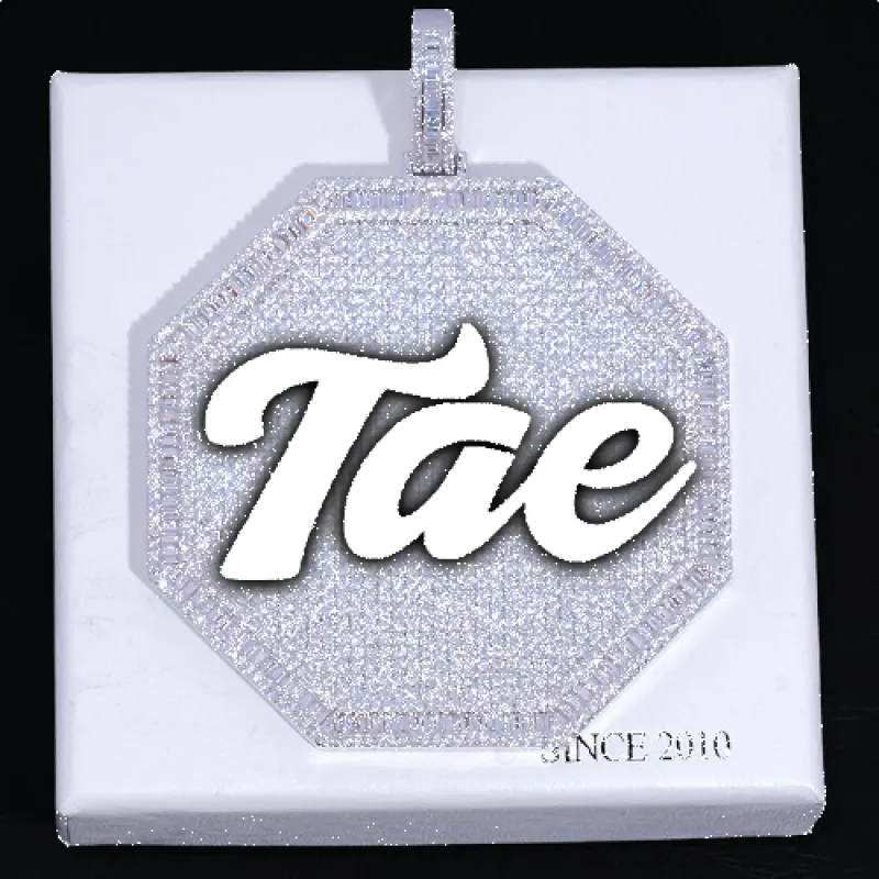 CUSTOM LETTER NECKLACE 3D BIG OCTAGON made by The GUU Shop