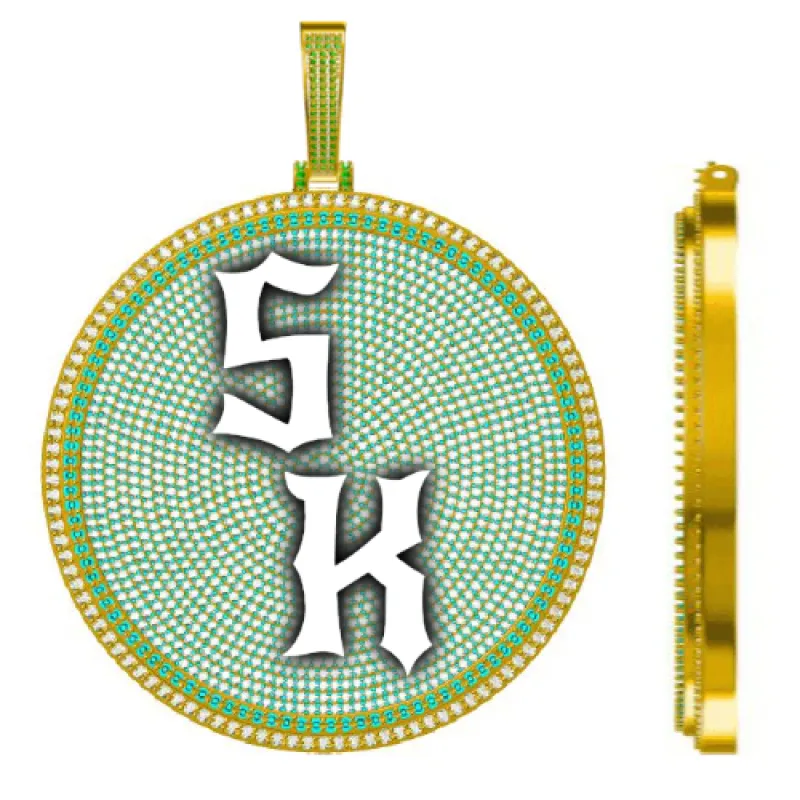 CUSTOM LETTER NECKLACE 3D BIG DISC made by The GUU Shop