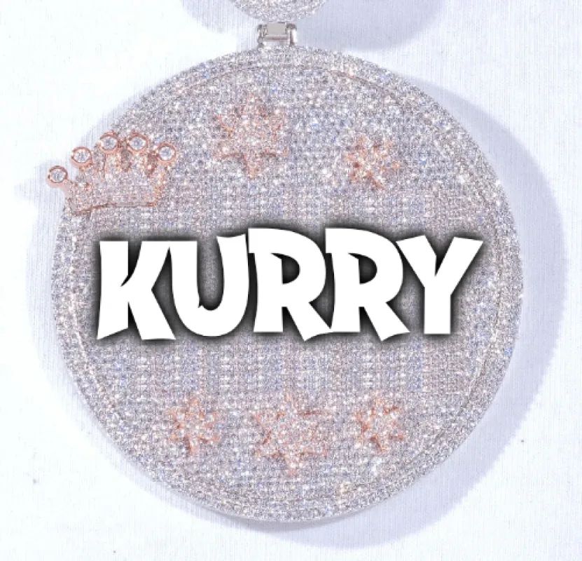 CUSTOM LETTER NECKLACE 3D BIG CROWN DISC made by The GUU Shop