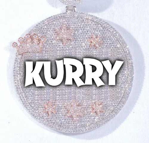 CUSTOM LETTER NECKLACE 3D BIG CROWN DISC sold by The GUU Shop
