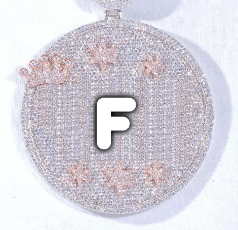 CUSTOM LETTER NECKLACE 3D BIG CROWN DISC made by The GUU Shop