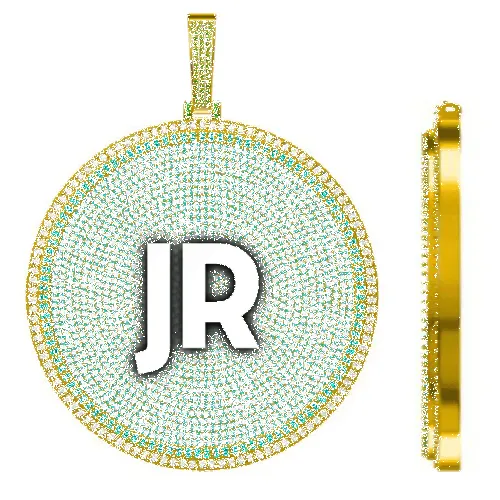 CUSTOM LETTER NECKLACE 3D BIG DISC sold by The GUU Shop