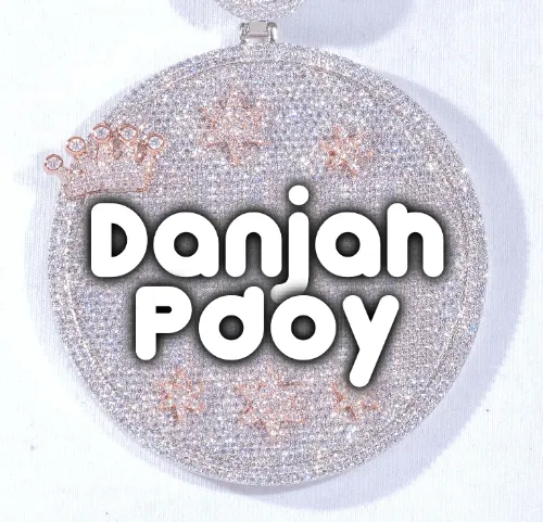 CUSTOM LETTER NECKLACE 3D BIG CROWN DISC sold by The GUU Shop