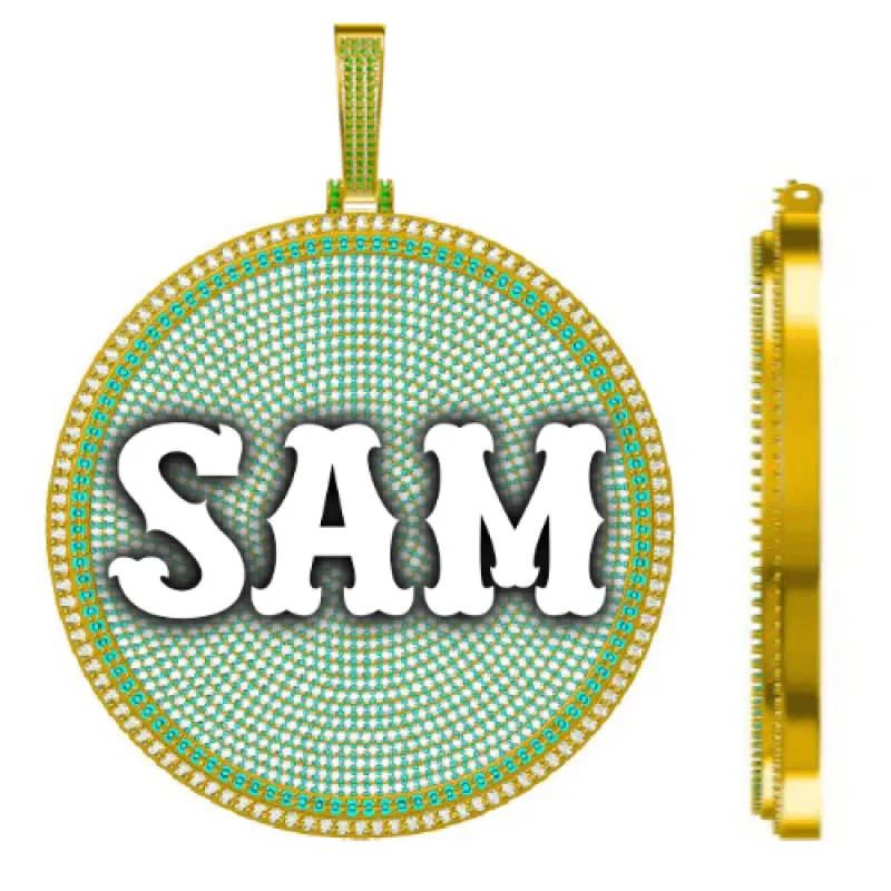 CUSTOM LETTER NECKLACE 3D BIG DISC made by The GUU Shop