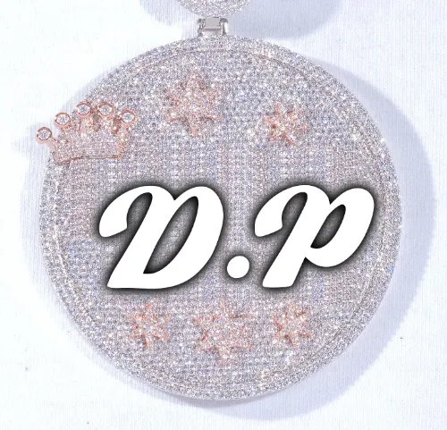 CUSTOM LETTER NECKLACE 3D BIG CROWN DISC sold by The GUU Shop