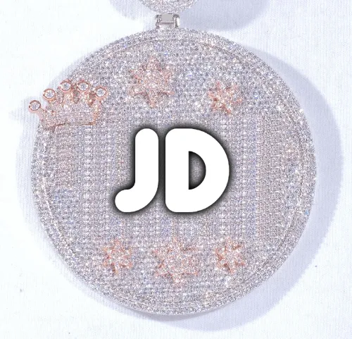 CUSTOM LETTER NECKLACE 3D BIG CROWN DISC sold by The GUU Shop