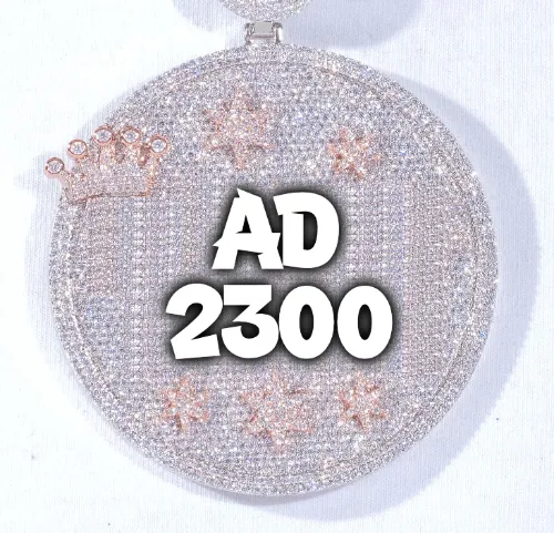 CUSTOM LETTER NECKLACE 3D BIG CROWN DISC sold by The GUU Shop