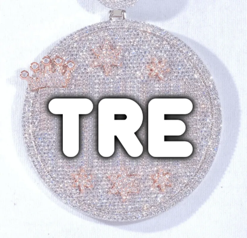 CUSTOM LETTER NECKLACE 3D BIG CROWN DISC made by The GUU Shop