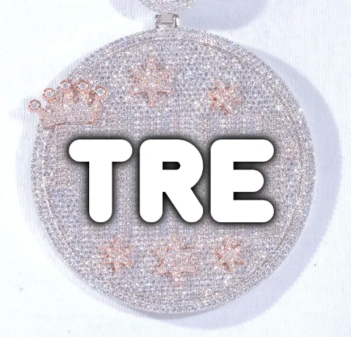 CUSTOM LETTER NECKLACE 3D BIG CROWN DISC sold by The GUU Shop