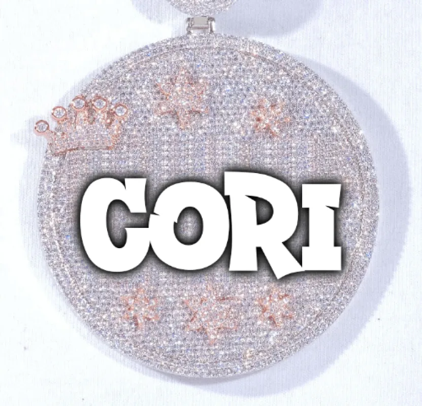 CUSTOM LETTER NECKLACE 3D BIG CROWN DISC made by The GUU Shop