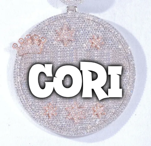 CUSTOM LETTER NECKLACE 3D BIG CROWN DISC sold by The GUU Shop