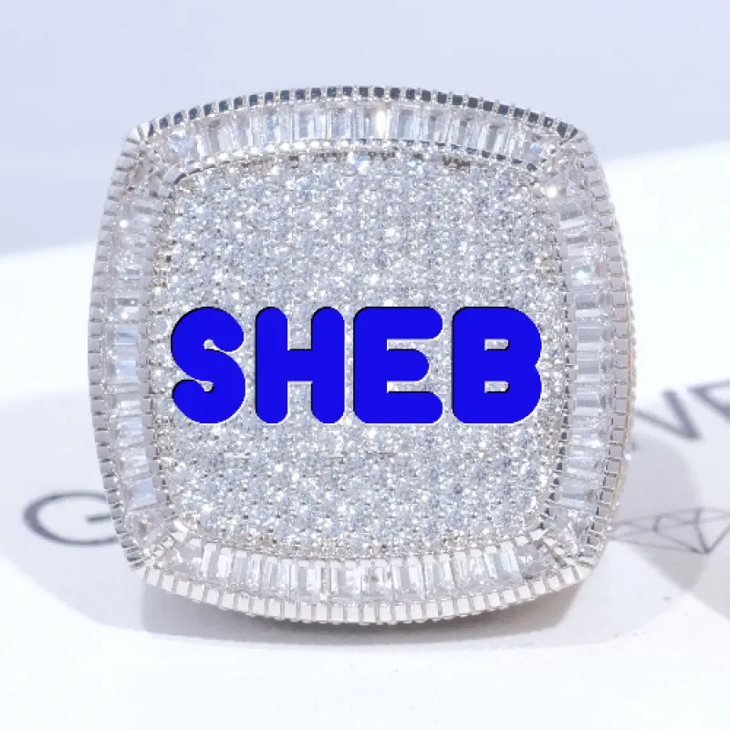 CUSTOM LETTER 3D ICED RING made by The GUU Shop