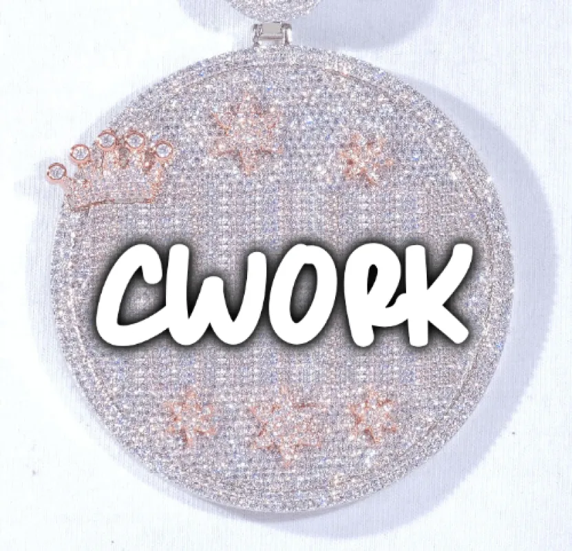 CUSTOM LETTER NECKLACE 3D BIG CROWN DISC made by The GUU Shop