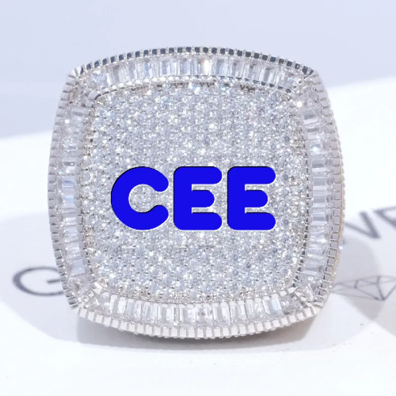 CUSTOM LETTER 3D ICED RING made by The GUU Shop