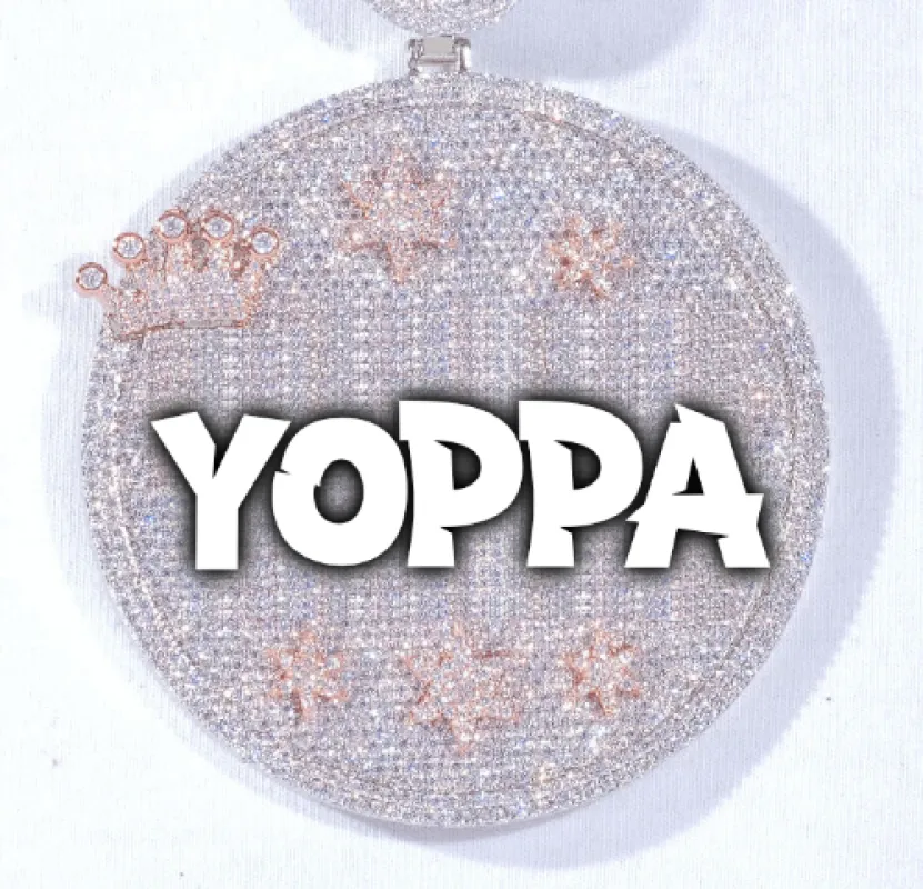 CUSTOM LETTER NECKLACE 3D BIG CROWN DISC made by The GUU Shop