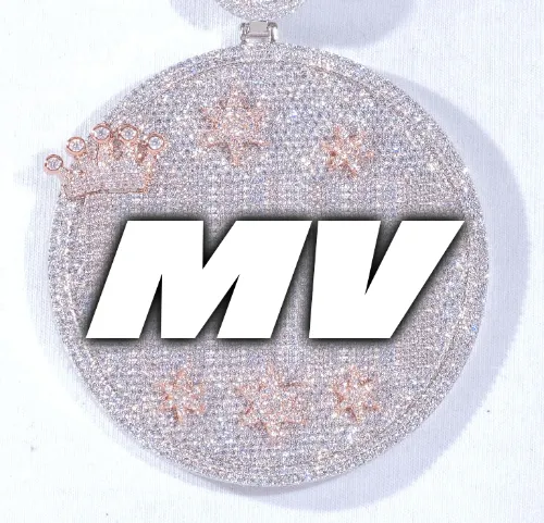 CUSTOM LETTER NECKLACE 3D BIG CROWN DISC sold by The GUU Shop