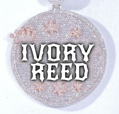 CUSTOM LETTER NECKLACE 3D BIG CROWN DISC sold by The GUU Shop